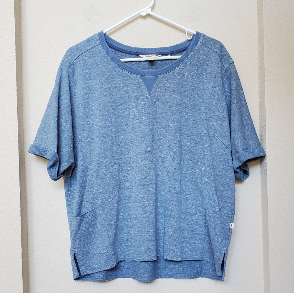 Toad&Co Blue Indigo Couvert Hemp Short Sleeve Pullover. Size Large